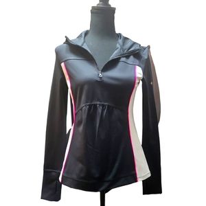 KATE SPADE NEW YORK Pulllover Womens X Small 1/2 Zip Mesh Inset Black White